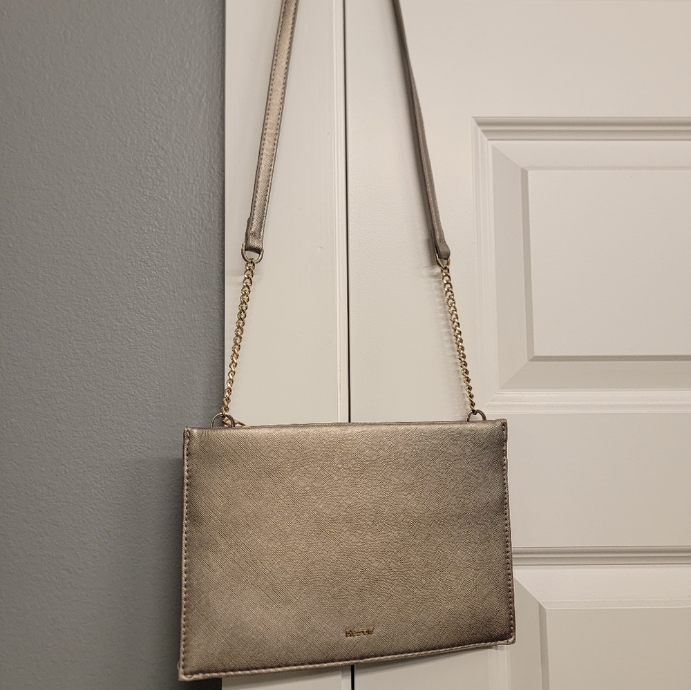 Gold Metallic Chain Crossbody Clutch